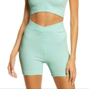 Free People Movement Turquoise Mint Free Throw Ribbed Biker Short Medium